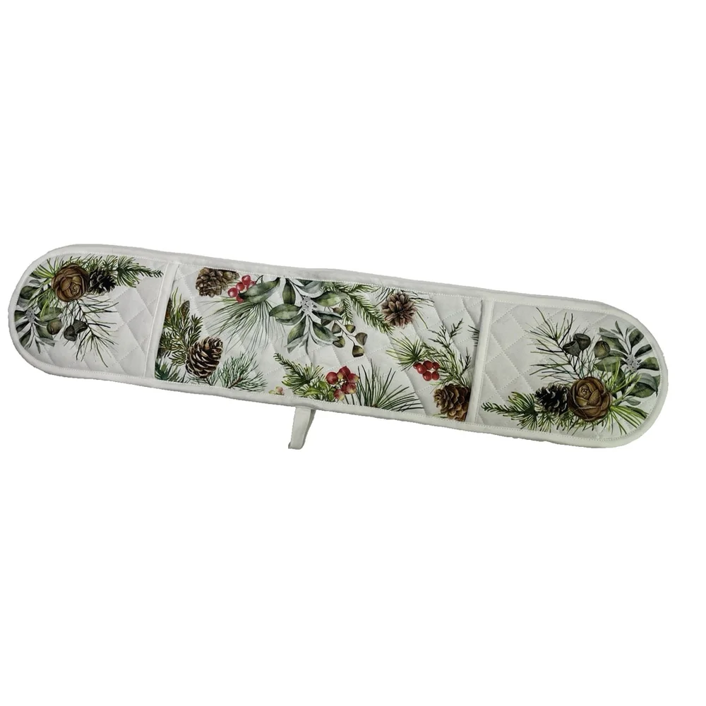 Michel Design Works Set Christmas White‎ Spruce Tablecloth w/ Double Oven Glove